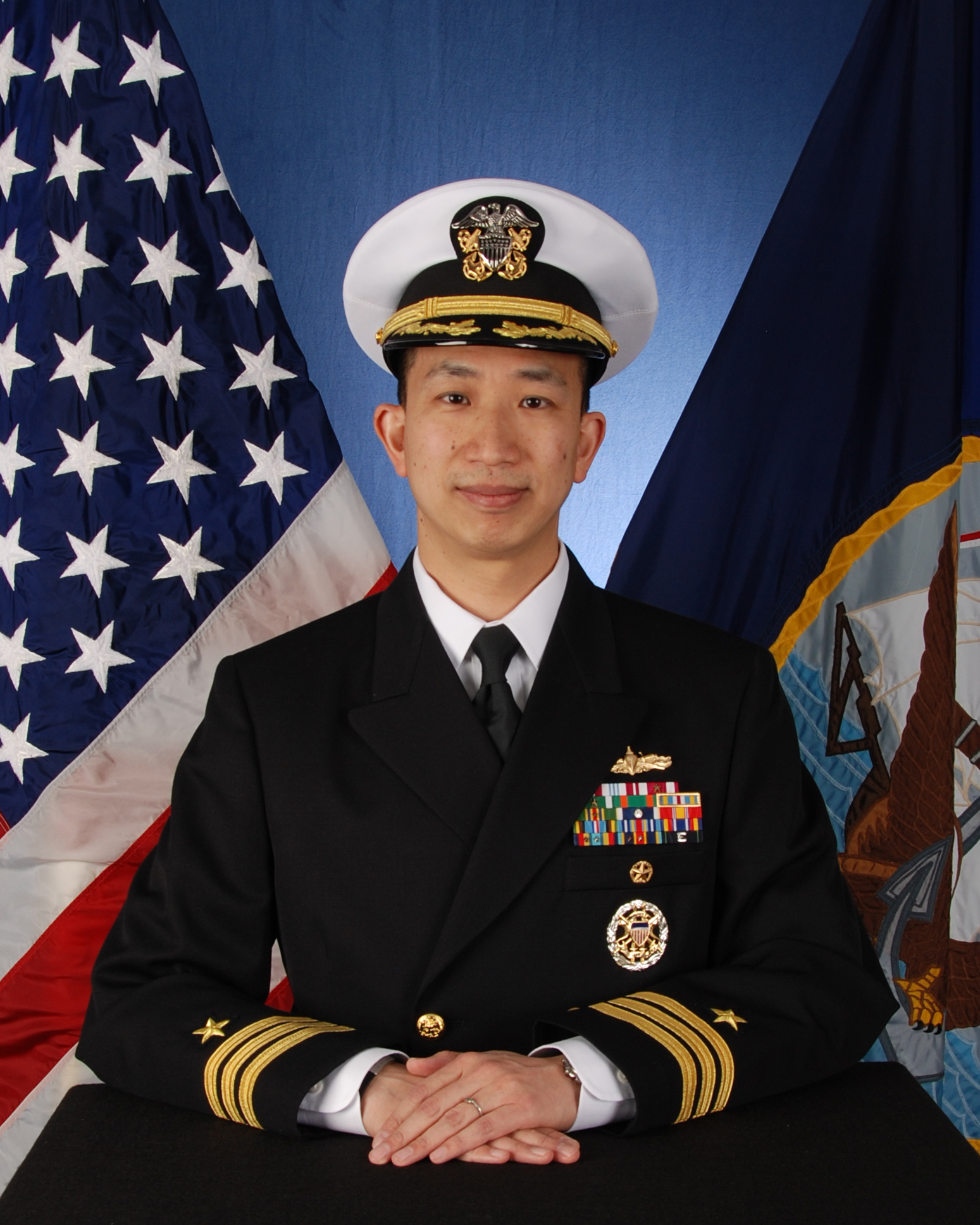 Man sitting in Navy uniform